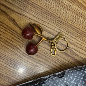 Coach Glitter Cherry Keychain in Red and Gold
